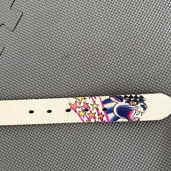 Ed Hardy Vintage Skull Tattoo Design Leather Belt - Picture 4 of 7